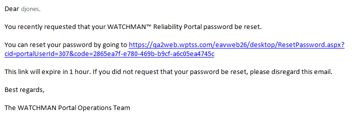 Reset Password Email